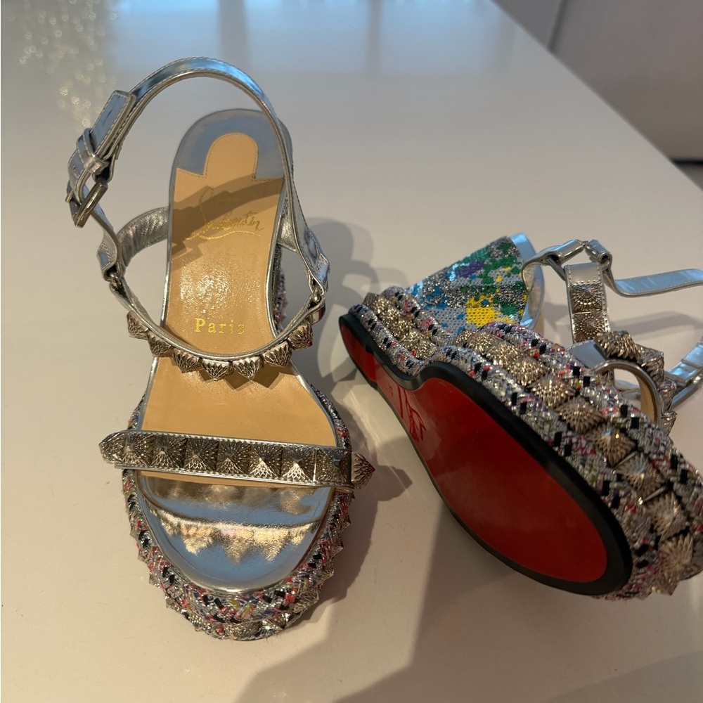 Silver and Multicolor Platform Sandals